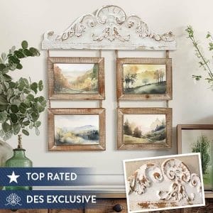 Distressed Wall Corbet With Hanging Frames